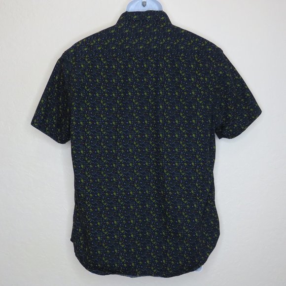 Denim & Flower* Men's Short Sleeve Button Down Curved Hem BOHO Shirt~ Size Large - Picture 2 of 12